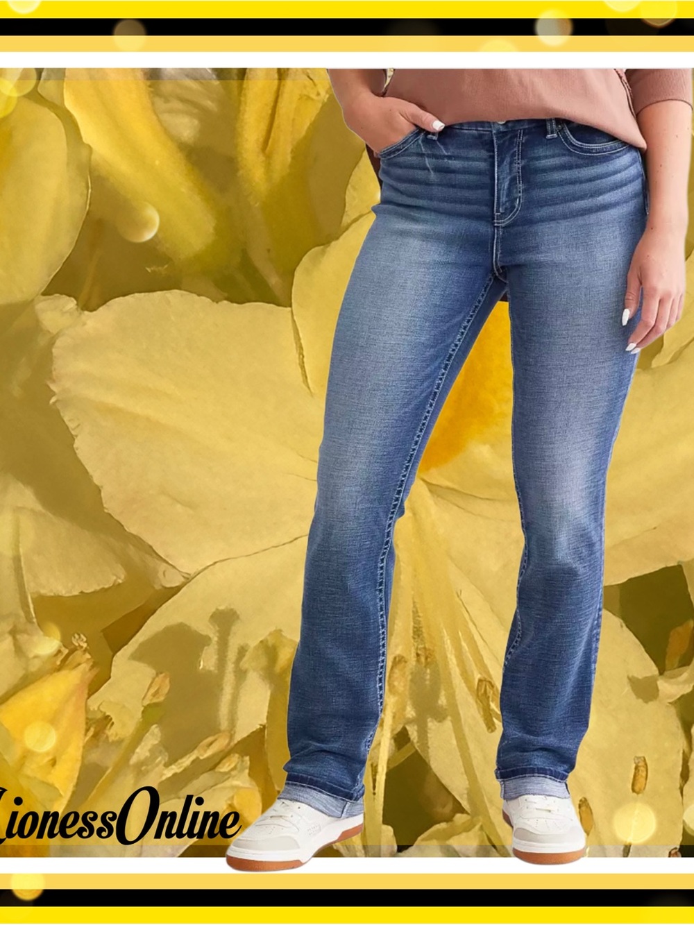 BKE Gabby High-Rise Women's Medium Blue Straight Stretch Jeans 33x32